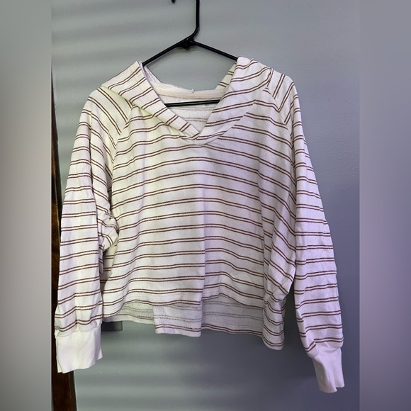 O'Neill White Hoodie with Brown Stripes - Picture 1 of 6